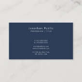 Custom Modern Simple Handwritten Script Navy Blue Visitenkarte (Rückseite)