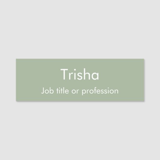 Custom Modern Simple Script Sage Green Employee ID Namensschild (Vorderseite)
