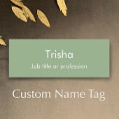 Custom Modern Simple Script Sage Green Employee ID Namensschild