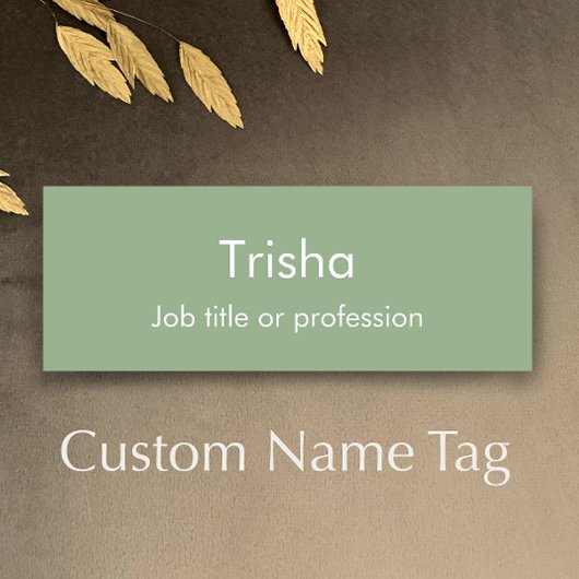Custom Modern Simple Script Sage Green Employee ID Namensschild