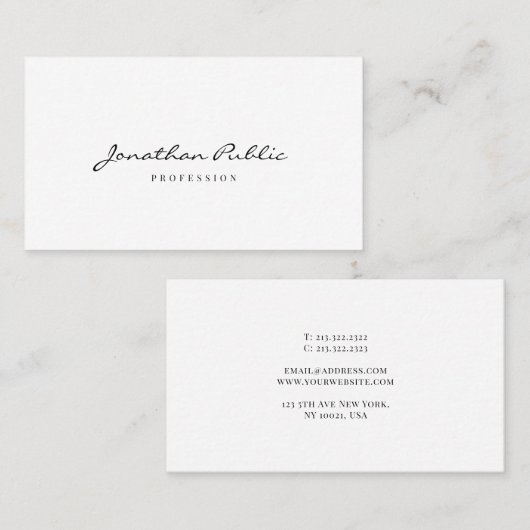 Custom Modern Simple Template Script Typography Visitenkarte (Vorne/Hinten)