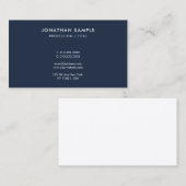 Custom Modern Sleek Simple Monogram Navy Blue Visitenkarte (Vorne/Hinten)
