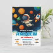 Custom Modern Space Astronaut Geburtstag Einladung (Stehend Vorderseite)
