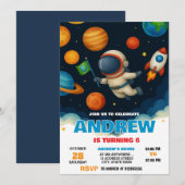 Custom Modern Space Astronaut Geburtstag Einladung (Vorne/Hinten)