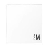 Custom Modern stilvoll elegant 3 Monogramm Initial Notizblock (Vorderseite)