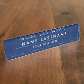 Custom Modern stilvolle Navy Blue White Title Namensplakette (Seite)