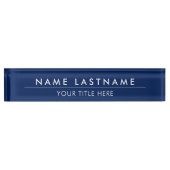 Custom Modern stilvolle Navy Blue White Title Namensplakette (Vorderseite)
