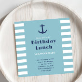 Custom Modern Strip Nautical Birthday Lunch Blau Einladung