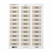 Custom Modern Stylish Natural Linen Address Label (Vorne)