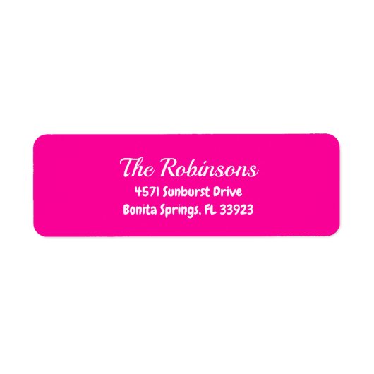 Custom Modern Stylish Neon Pink Address Label (Vorne)