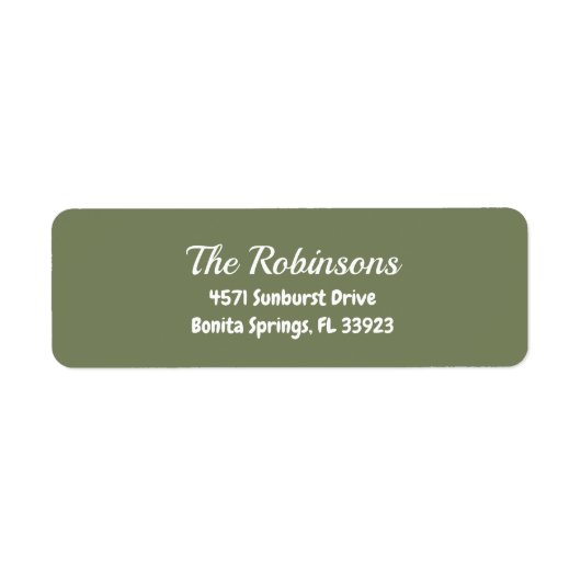 Custom Modern Stylish Sage Green Address Label (Vorne)