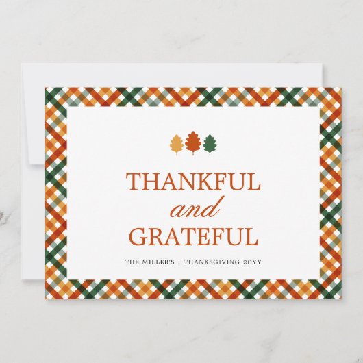 Custom Modern Thankful Grateful Erntedank Card Dankeskarte (Vorderseite)