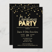 Custom Modern Trendly Gold Black CHRISTMAS PARTY Einladung (Vorne/Hinten)