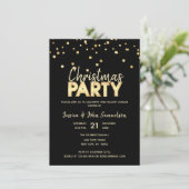 Custom Modern Trendly Gold Black CHRISTMAS PARTY Einladung (Stehend Vorderseite)