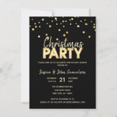 Custom Modern Trendly Gold Black CHRISTMAS PARTY Einladung (Vorderseite)