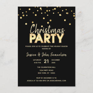 Custom Modern Trendly Gold Black CHRISTMAS PARTY Einladung