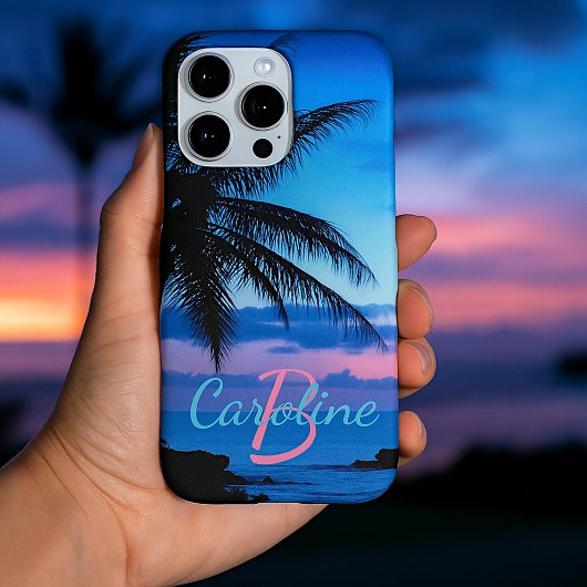 Custom Modern Tropical Island Beach Sunset Foto iPhone Hülle