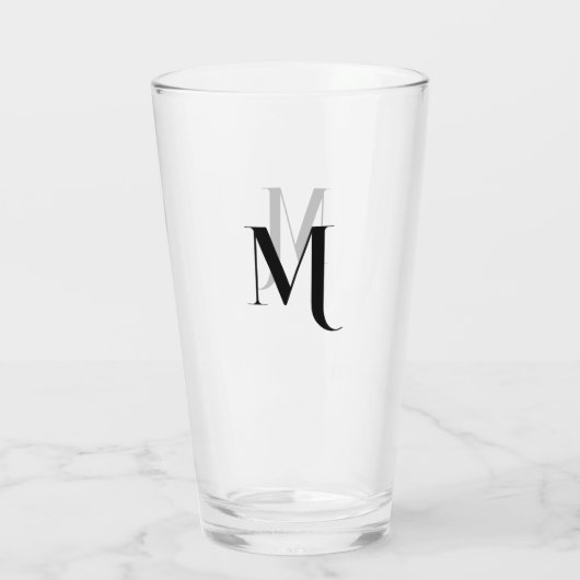 Custom Modern Typography Monogrammed Beer Glass Glas (Rückseite)