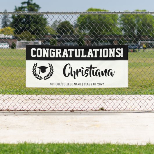 Custom Modern und Bold Grad Party Herzlichen Glück Banner (Insitu)