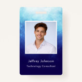 Custom Modern Unique Blue Photo ID Employee Badge Ausweis (Vorderseite)