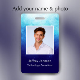 Custom Modern Unique Blue Photo ID Employee Badge Ausweis