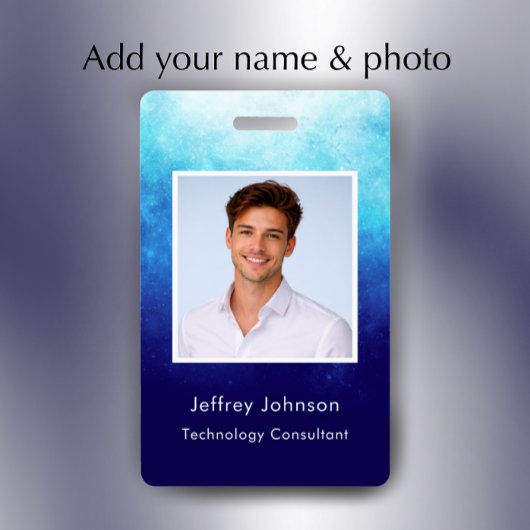 Custom Modern Unique Blue Photo ID Employee Badge Ausweis
