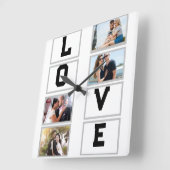 Custom Modern Valentine's Day 4 FotoCollage Quadratische Wanduhr (Winkel)