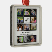 Custom Modern Vater Vathers Day 11 FotoCollage Ornament Aus Metall (Rechts)