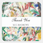 Custom Modern Watercolor Abstrakt Vielen Dank Quadratischer Aufkleber (Vorderseite)