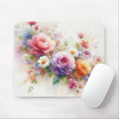 Custom Modern Watercolor Flowers Name Template Mousepad (Mit Mouse)