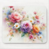 Custom Modern Watercolor Flowers Name Template Mousepad (Vorne)