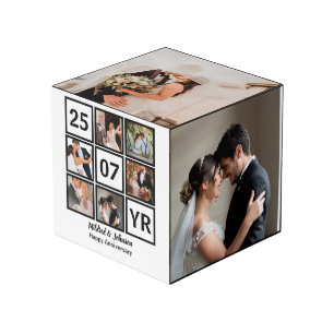 Custom Modern Wedding Anniversary 10 Foto Collage Würfel