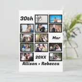 Custom Modern Wedding Anniversary 12 Foto Collage Dankeskarte (Stehend Vorderseite)