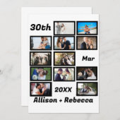 Custom Modern Wedding Anniversary 12 Foto Collage Dankeskarte (Vorne/Hinten)