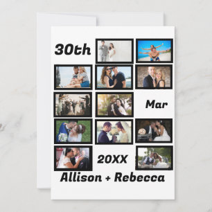 Custom Modern Wedding Anniversary 12 Foto Collage Dankeskarte