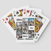 Custom Modern Wedding Anniversary 12 Foto Collage Spielkarten (Rückseite)