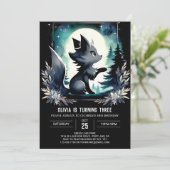 Custom Modern Wolf Geburtstag Einladung (Stehend Vorderseite)