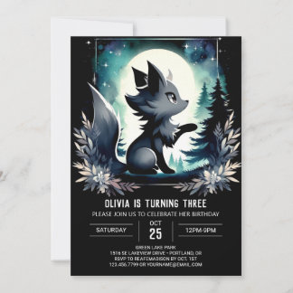 Custom Modern Wolf Geburtstag Einladung