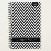 Custom Modern Zickzack Zigzag Black Girl Script Planer (Vorderseite)