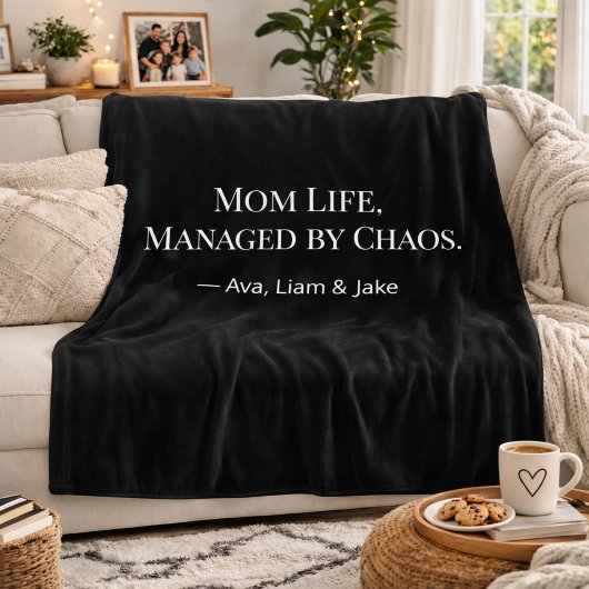 Custom Mom Chaos Funny Black/White Fleece Blanket