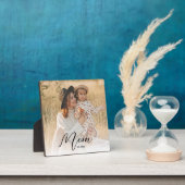 *Custom Mom Est. Modern Script White Overlay Photo Fotoplatte (InSitu)