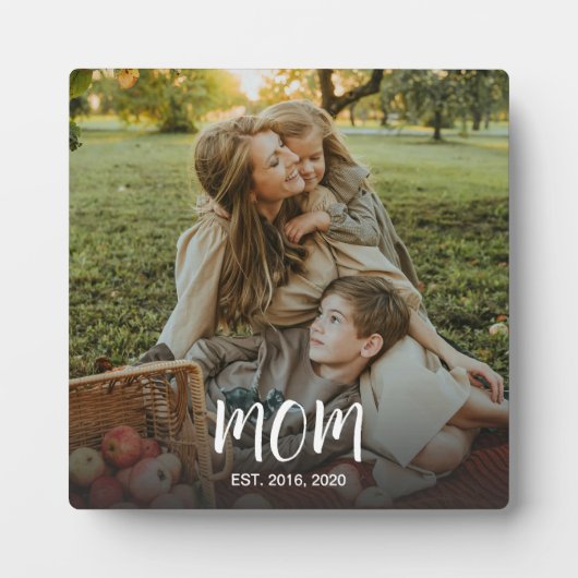 Custom Mom Established Est Fun Modern Script Photo Fotoplatte (Vorderseite)