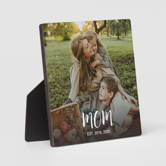 Custom Mom Established Est Fun Modern Script Photo Fotoplatte (Vorderseite)