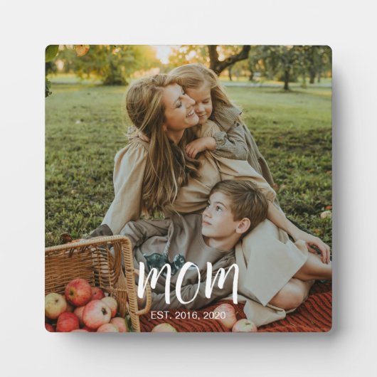 Custom Mom Established Est. Modern Script Photo Fotoplatte (Vorderseite)