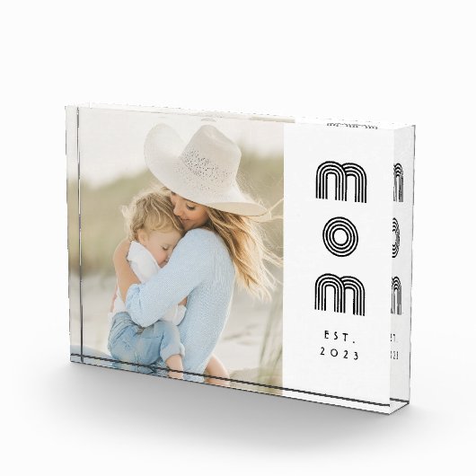 Custom Mom Established Modern Retro Script Photo Fotoblock (Rechts)