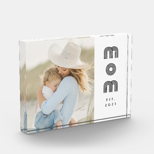 Custom Mom Established Modern Retro Script Photo Fotoblock (Links)