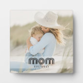 Custom Mom Established Modern Retro Script Photo Fotoplatte (Vorderseite)