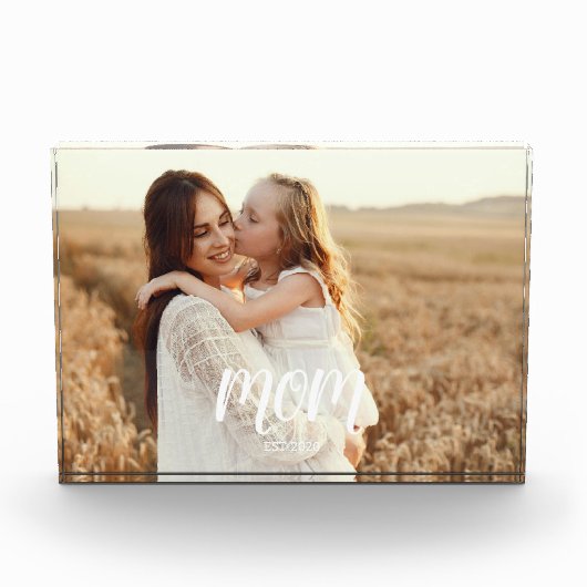 Custom Mom Established Modern Script Photo Block (Vorderseite)