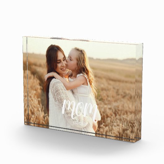 Custom Mom Established Modern Script Photo Block (Rechts)