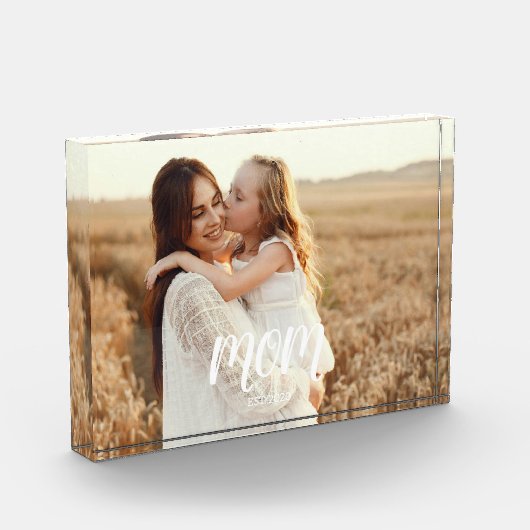Custom Mom Established Modern Script Photo Block (Links)